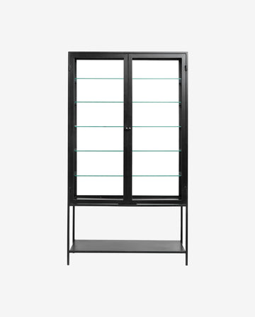 Nordal - MONDO black cabinet, double, glass back